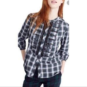J Crew Plaid Beaded Button front Shirt